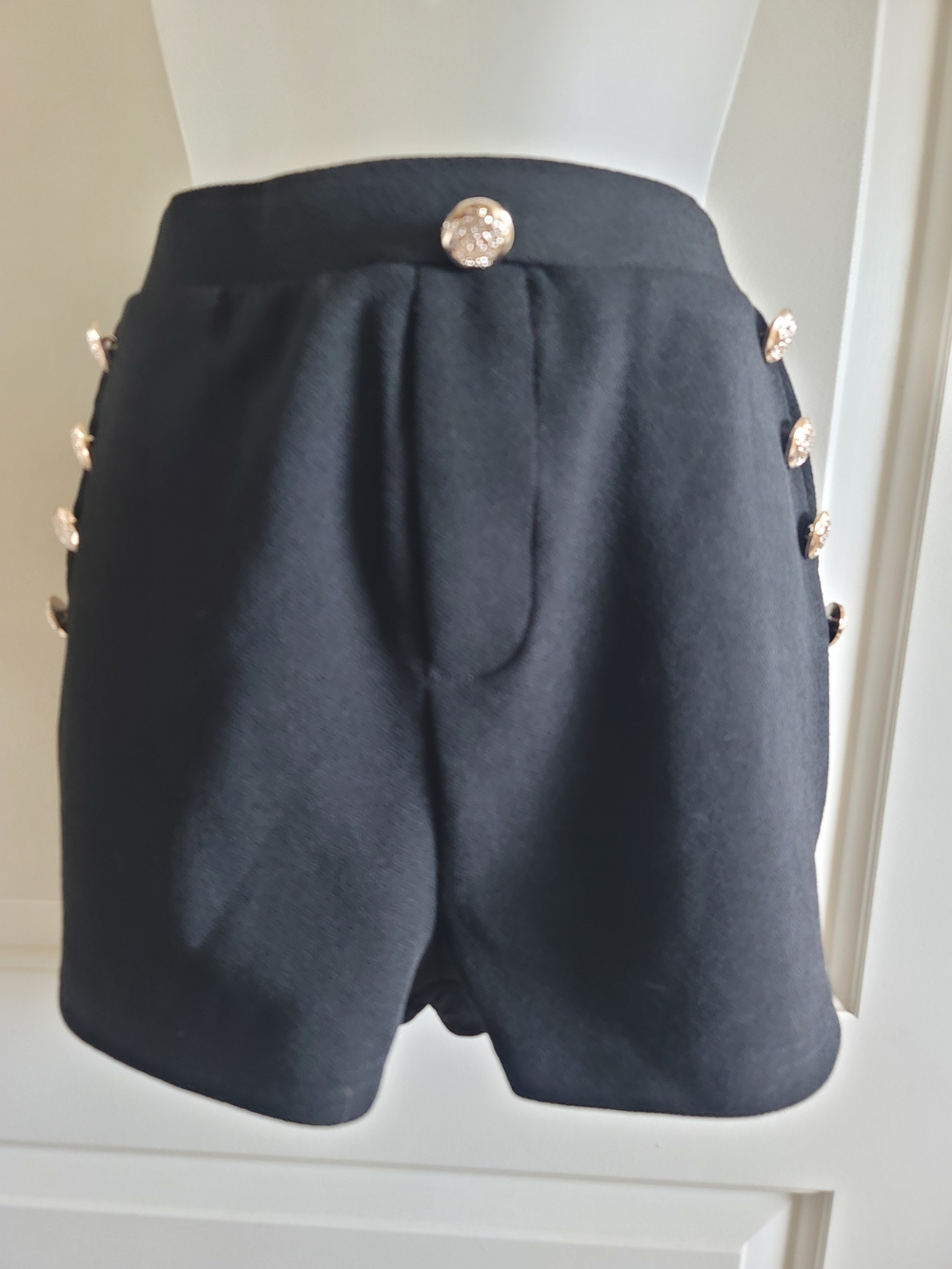 SHEIN Black Sailor Shorts with Decorative Jewel Buttons - Picture 3 of 10